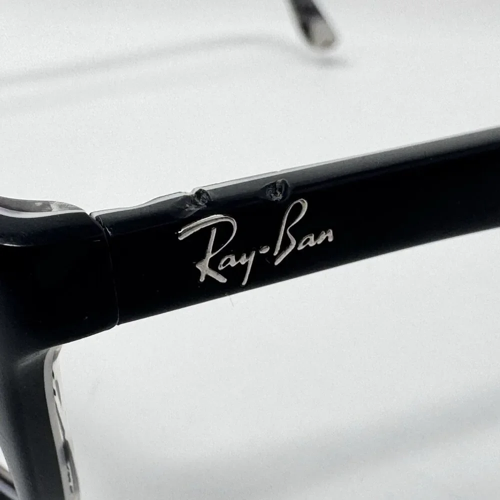Ray-Ban RB5228 5405 Black Grey Logo Print Eyeglass Frames 53-17-140 Authentic